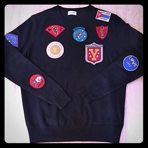 Saint Laurent Sweaters - Saint Laurent wool sweater with patches